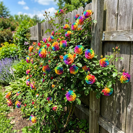 50 Premium Rainbow Rose Seeds - Beautiful Garden Flowers for Planting