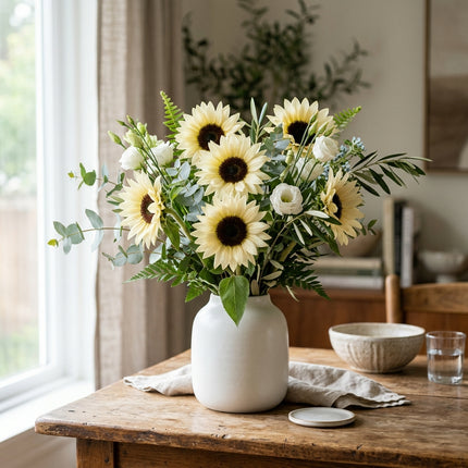 100 Italian White Sunflower Seeds for Planting - Elegant Creamy White Petals - Heirloom Branching Cut Flowers