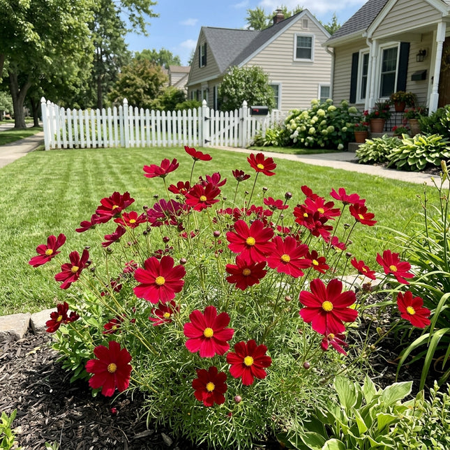 Magnificent 100 Cosmos Flower Seeds, Velvet Red - Vibrant Floral Display, for Home Garden, Stunning Yard Decor