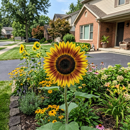 Striking 100 Sunflower Flower Seeds, Striped - Fast Growing, Outdoor Patio Decor, Long Lasting Patio Blooms