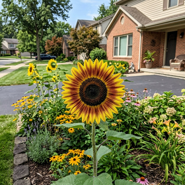Striking 100 Sunflower Flower Seeds, Striped - Fast Growing, Outdoor Patio Decor, Long Lasting Patio Blooms
