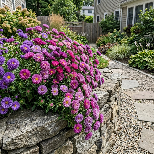 Beautiful 50 Aster Flower Seeds, Pompon - Beautiful Perennial Flowers, Heirloom Floral Blooms, Stunning Yard Decor