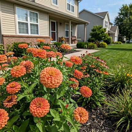 Vibrant 100 Zinnia Flower Seeds, Peach - Fast Growing, Outdoor Patio Decor, Long Lasting Patio Blooms
