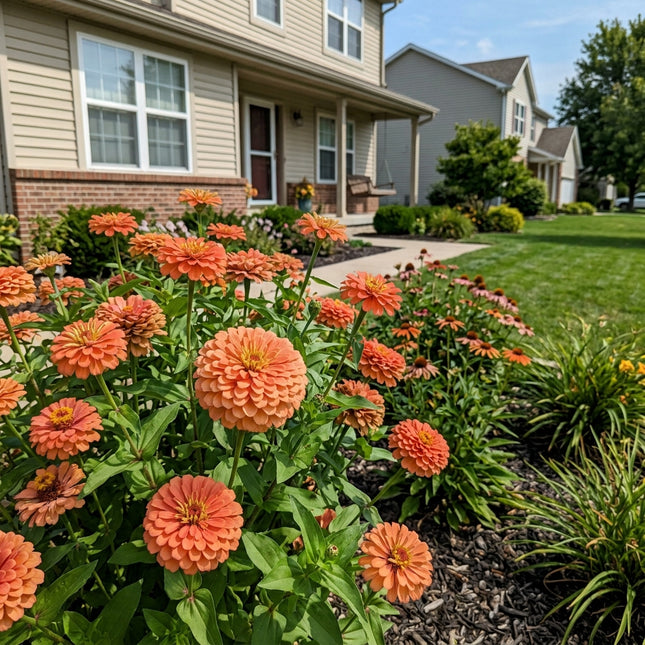 Vibrant 100 Zinnia Flower Seeds, Peach - Fast Growing, Outdoor Patio Decor, Long Lasting Patio Blooms