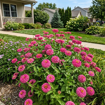 100 Pompon Pink Zinnia Seeds Nature Inspired Landscape - Beginner Friendly Planting, Fast Growing