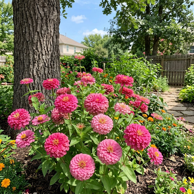 100 Count Giant Pink Zinnia Seeds - Beginner Friendly Planting, Heirloom Floral Blooms, Beautiful Perennial Flowers