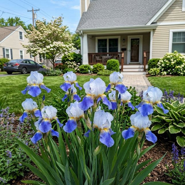 50 Count Bicolor Blue Iris Seeds - Stunning Yard Decor, for Planting, Beautiful Perennial Flowers