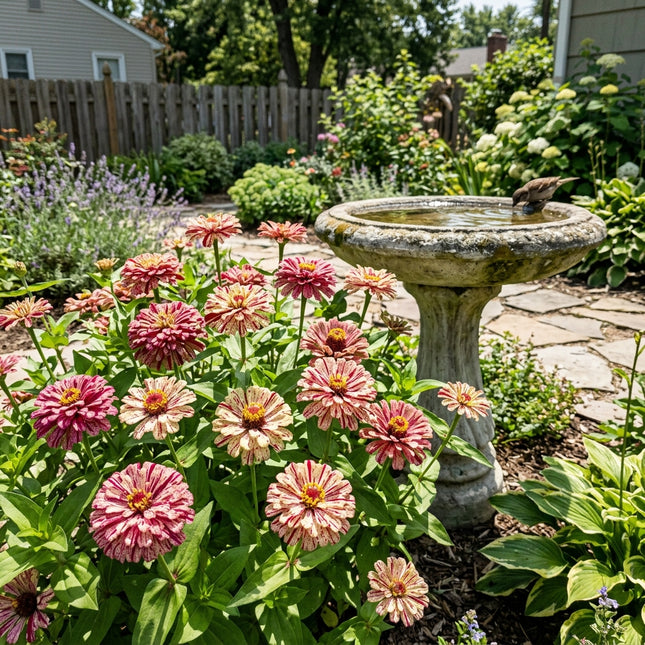 100 Count Peppermint Zinnia Seeds - for Garden Borders, Nature Inspired Landscape, Vibrant Floral Display