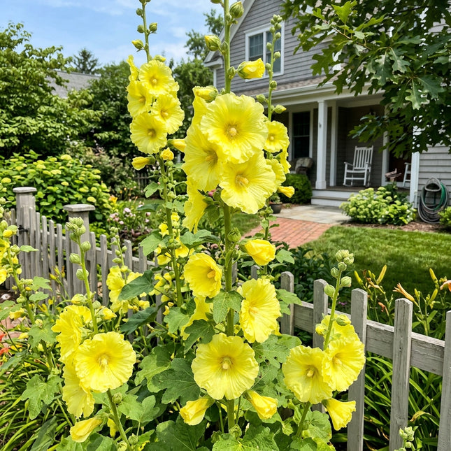 100 Yellow Hollyhock Seeds Nature Inspired Landscape - for Garden Borders, Drought Tolerant