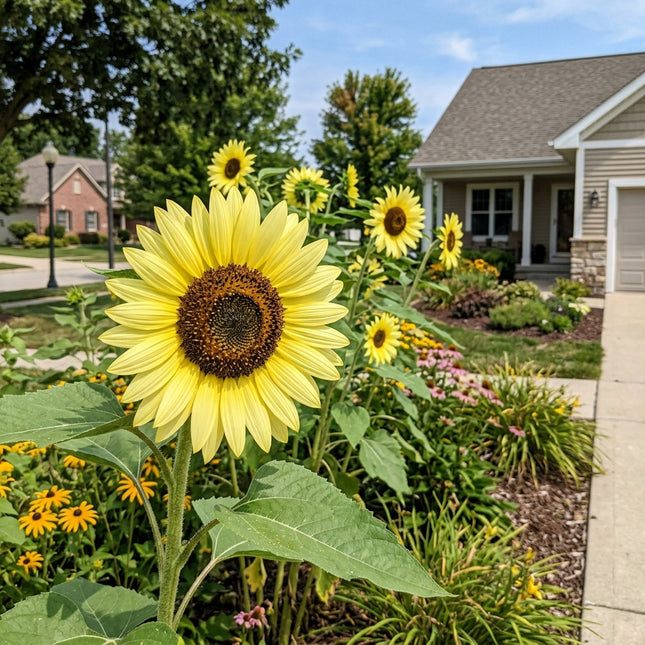 Elegant 100 Sunflower Flower Seeds, Lemon Queen - Fast Growing, Nature Inspired Landscape, Beginner Friendly Planting