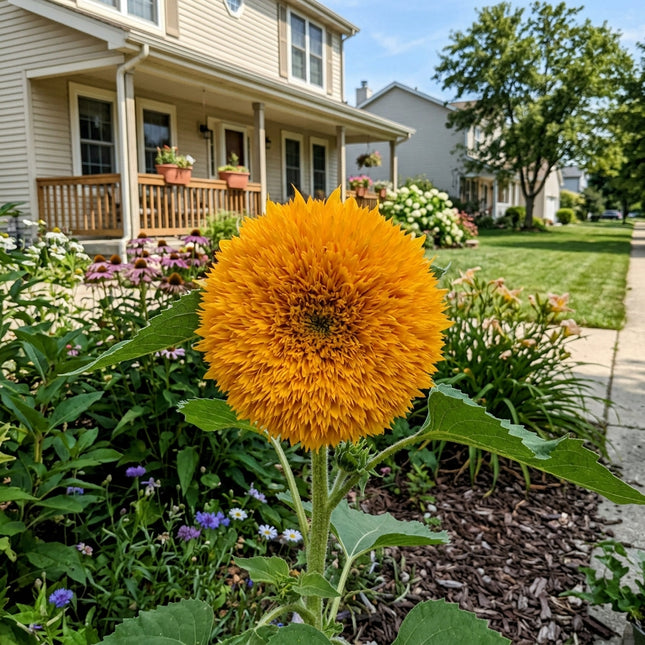 Fresh 100 Bicolor Golden Teddy Bear Sunflower Seeds for Home Gardening - Vibrant Floral Display, Stunning Yard Decor, for Planting