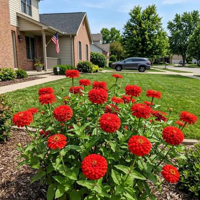 100 Count Scarlet Zinnia Seeds - Stunning Yard Decor, Heirloom Floral Blooms, Cut Flower Arrangements