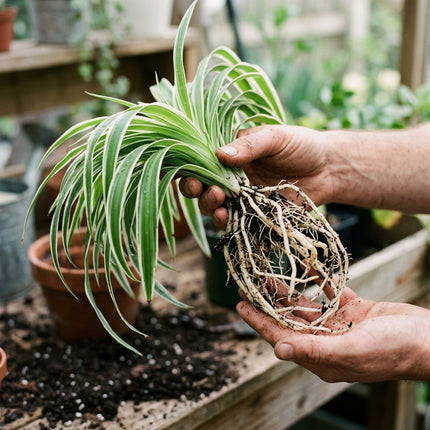 1 Live Variegated Spider Plant Cutting - Rooted Houseplant Starter Plant for Indoor Home Decor and Air Purification