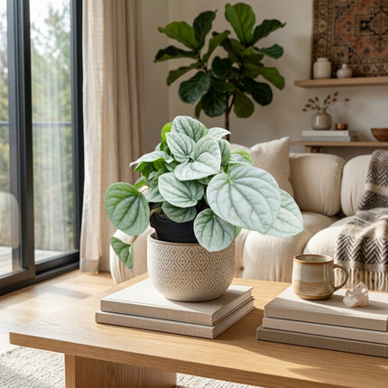 Live Peperomia Frost Plant in 4" Nursery Pot - Striking Silver Ripple Leaves