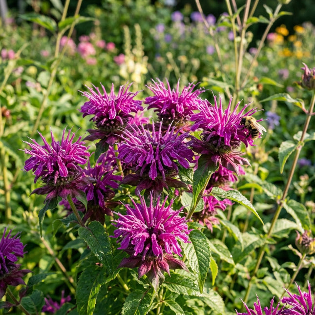 1000 Purple Bee Balm Seeds for Planting - Vibrant Heirloom Perennial Garden Floral Decor, Easy to Grow Outdoor Landscape Blooms, Beautiful Bee Balm Plants