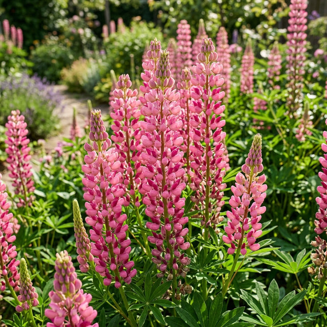 100 Pink Russell Lupine Seeds for Planting - Vibrant Heirloom Perennial Garden Floral Decor, Easy to Grow Outdoor Landscape Blooms, Beautiful Russell Lupine Plants