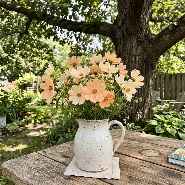 Fresh 100 Soft Peach Cosmos Seeds for Home Gardening - Cut Flower Arrangements, Long Lasting Patio Blooms, for Planting