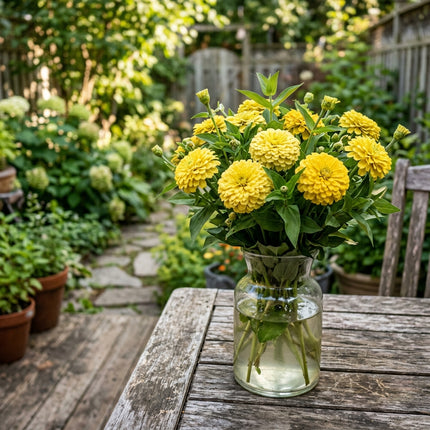 100 Pompon Yellow Zinnia Seeds for Planting - for Garden Borders, Beautiful Perennial Flowers