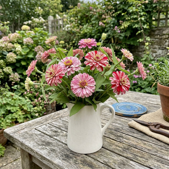 100 Count Peppermint Zinnia Seeds - for Garden Borders, Nature Inspired Landscape, Vibrant Floral Display