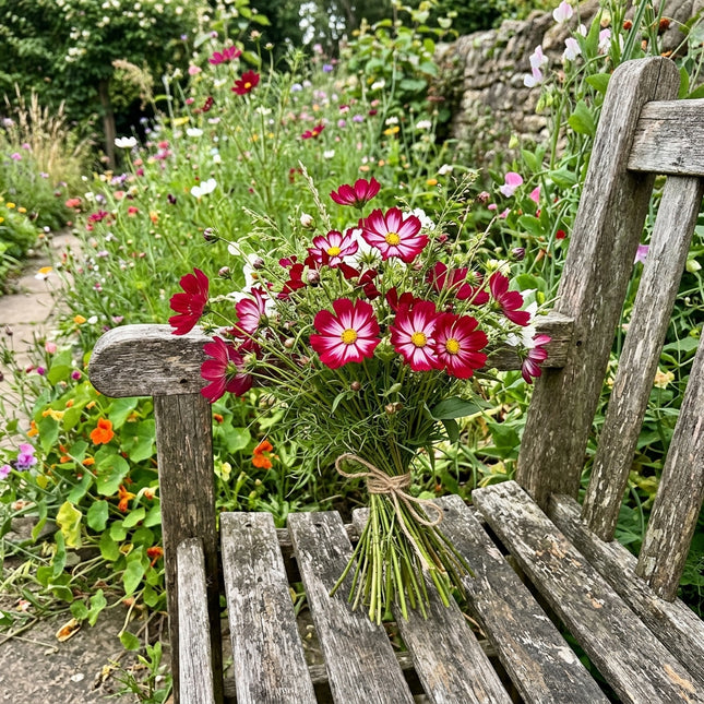 100 Count Bicolor Crimson Cosmos Seeds - Stunning Yard Decor, Outdoor Patio Decor, Fast Growing