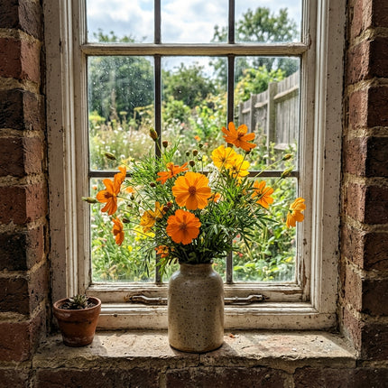 100 Count Orange Cosmos Seeds - Stunning Yard Decor, Heirloom Floral Blooms, Cut Flower Arrangements