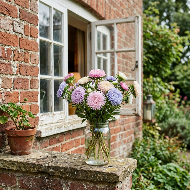 Vibrant 50 Aster Flower Seeds, Pastel Mixed - Cut Flower Arrangements, Heirloom Floral Blooms, Stunning Yard Decor