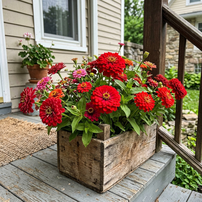 100 Red Zinnia Seeds for Home Garden - Beginner Friendly Planting, Drought Tolerant