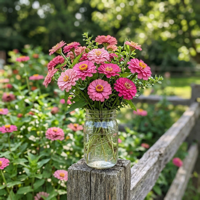 Spectacular 100 Zinnia Flower Seeds, Pink - Drought Tolerant, for Home Garden, for Garden Borders