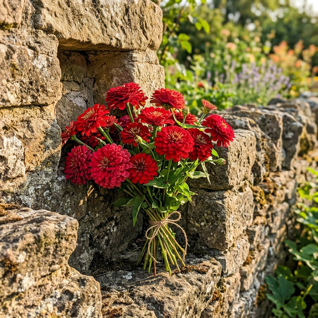 100 Count Double Red Zinnia Seeds - Beginner Friendly Planting, Outdoor Patio Decor, Fast Growing