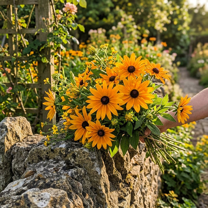 300 Giant Orange Black Eyed Susan Seeds Heirloom Floral Blooms - Long Lasting Patio Blooms, Vibrant Floral Display