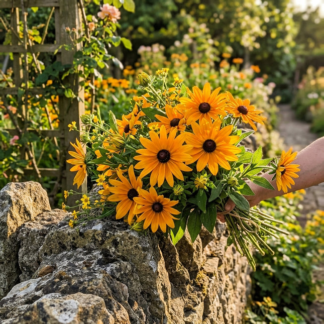 300 Giant Orange Black Eyed Susan Seeds Heirloom Floral Blooms - Long Lasting Patio Blooms, Vibrant Floral Display
