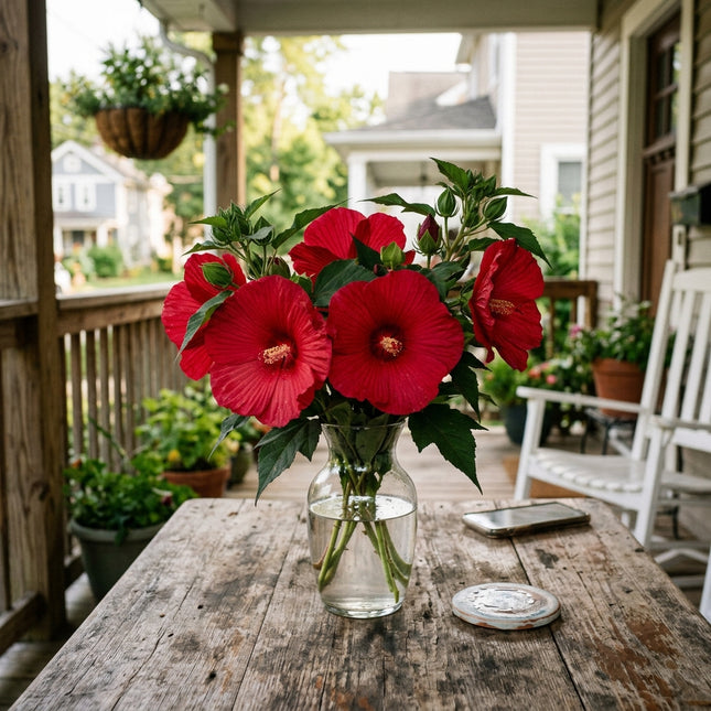 100 Hardy Red Hibiscus Seeds Nature Inspired Landscape - Premium Heirloom Seeds, Vibrant Floral Display