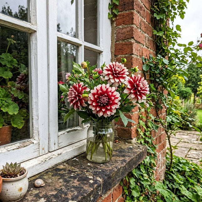 50 Count Bicolor Red Dahlia Seeds - Stunning Yard Decor, Easy to Grow, Cut Flower Arrangements
