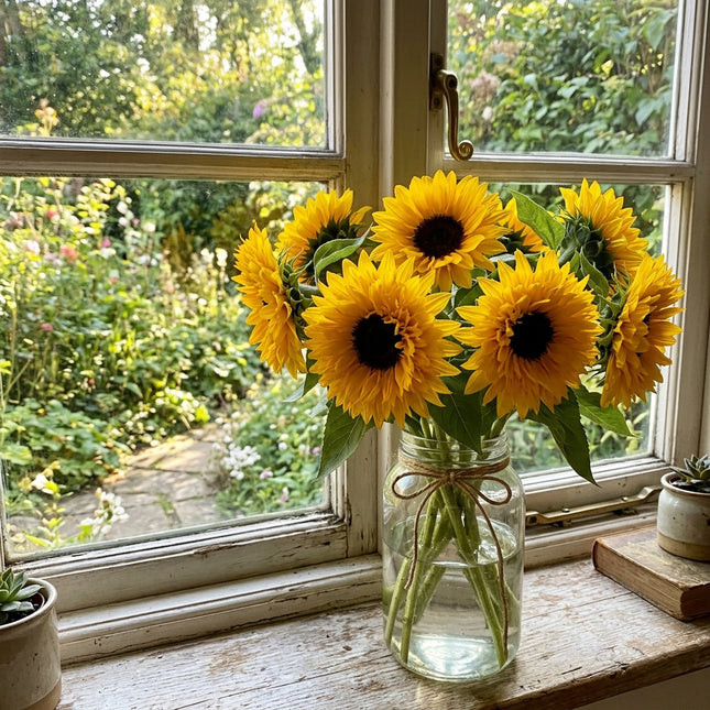 Breathtaking 100 Sunflower Flower Seeds, Double Yellow - Vibrant Floral Display, Easy to Grow, Premium Heirloom Seeds