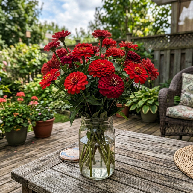 Spectacular 100 Zinnia Flower Seeds, Ruby - Beautiful Perennial Flowers, Nature Inspired Landscape, Beginner Friendly Planting