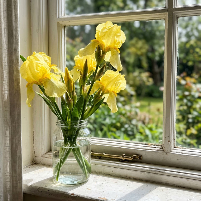 Fresh 50 Bearded Yellow Iris Seeds for Home Gardening - Vibrant Floral Display, Long Lasting Patio Blooms, Easy to Grow