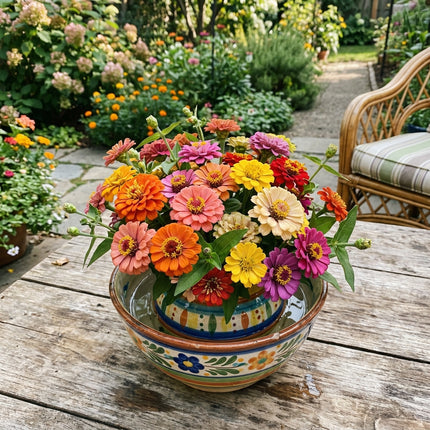 Fresh 100 Dwarf Mixed Zinnia Seeds for Home Gardening - Fast Growing, Long Lasting Patio Blooms, Outdoor Patio Decor
