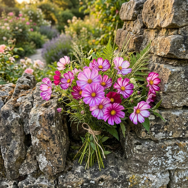Elegant 100 Cosmos Flower Seeds, Striped - Vibrant Floral Display, Nature Inspired Landscape, Long Lasting Patio Blooms