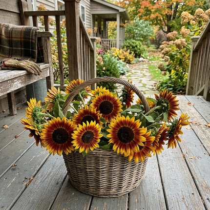 100 Ring Of Fire Sunflower Seeds Easy to Grow - Premium Heirloom Seeds, Fast Growing