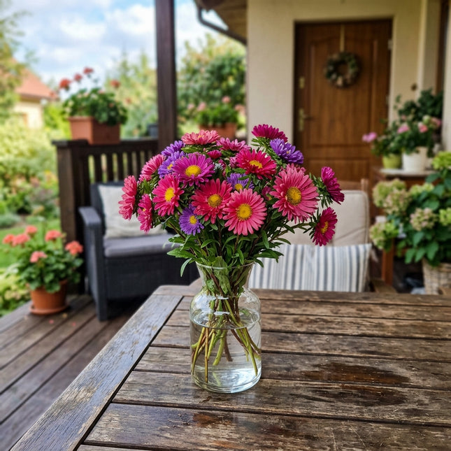 Fresh 50 Rose Aster Seeds for Home Gardening - Vibrant Floral Display, Premium Heirloom Seeds, for Home Garden