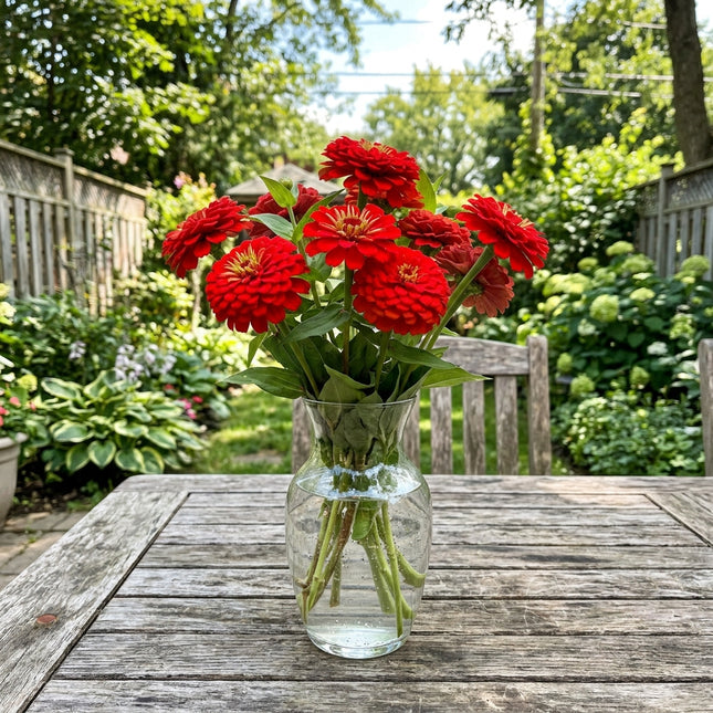 100 Count Scarlet Zinnia Seeds - Stunning Yard Decor, Heirloom Floral Blooms, Cut Flower Arrangements