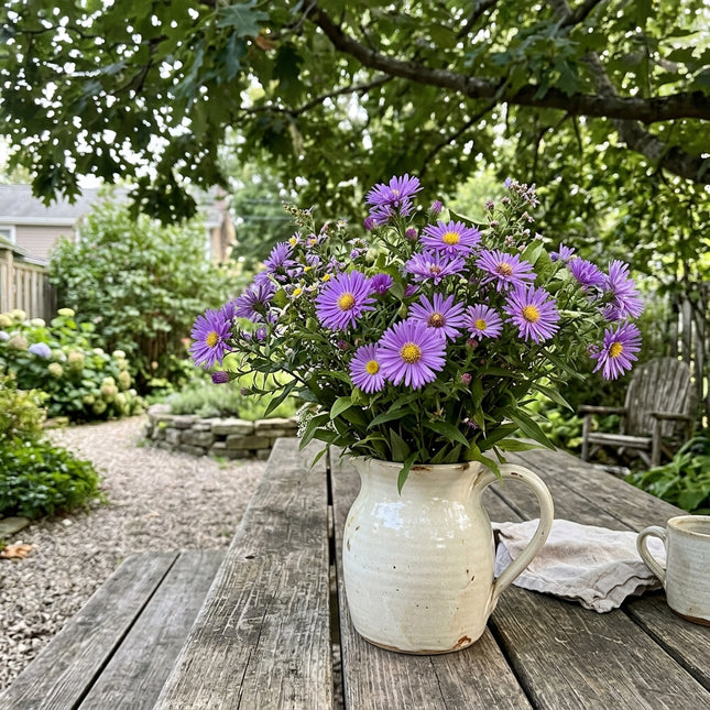 50 Count Purple Aster Seeds - Premium Heirloom Seeds, Outdoor Patio Decor, Beautiful Perennial Flowers