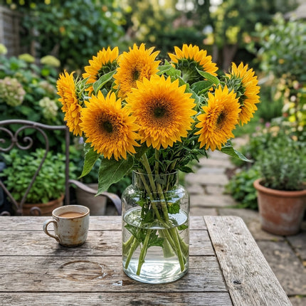 Fresh 100 Double Golden Teddy Bear Sunflower Seeds for Home Gardening - Cut Flower Arrangements, Long Lasting Patio Blooms, Easy to Grow