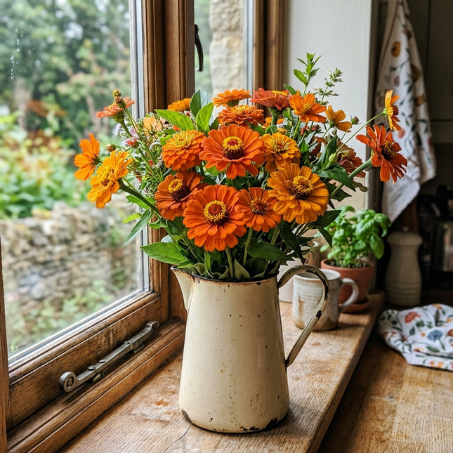 100 Count Orange Zinnia Seeds - Long Lasting Patio Blooms, Outdoor Patio Decor, Fast Growing