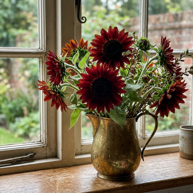 Fresh 100 Velvet Queen Sunflower Seeds for Home Gardening - Cut Flower Arrangements, Stunning Yard Decor, Outdoor Patio Decor