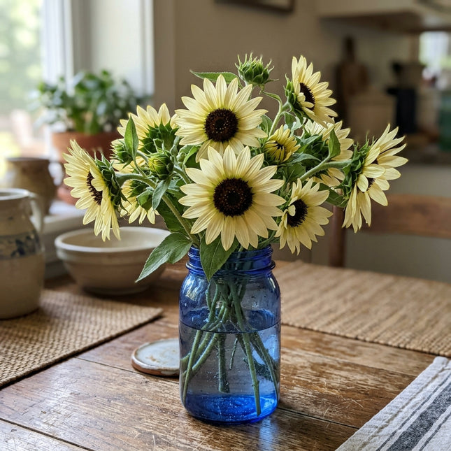100 Vanilla Ice Sunflower Seeds Heirloom Floral Blooms - Premium Heirloom Seeds, Vibrant Floral Display
