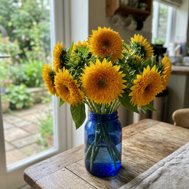 Fresh 100 Bicolor Golden Teddy Bear Sunflower Seeds for Home Gardening - Vibrant Floral Display, Stunning Yard Decor, for Planting
