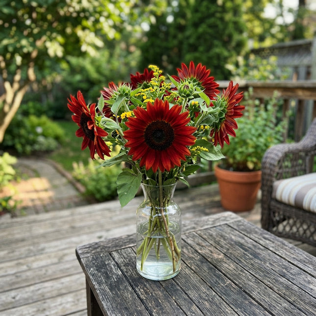 100 Red Sunflower Seeds Heirloom Floral Blooms - Beginner Friendly Planting, Cut Flower Arrangements