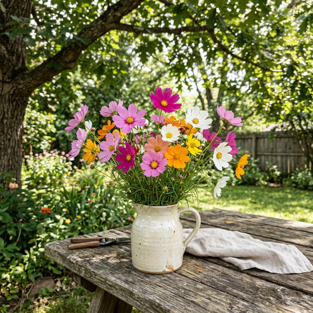Fresh 100 Dwarf Mixed Cosmos Seeds for Home Gardening - Beautiful Perennial Flowers, Premium Heirloom Seeds, Nature Inspired Landscape