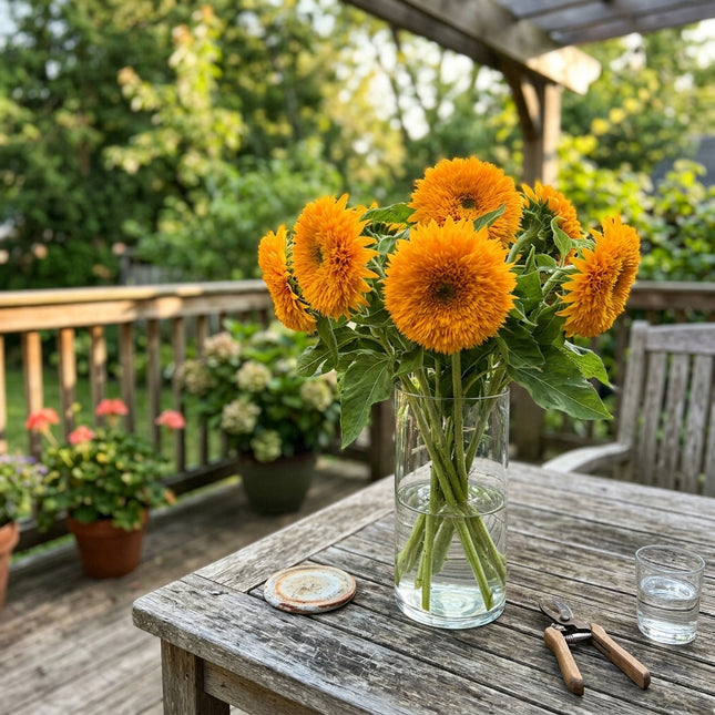 100 Count Orange Teddy Bear Sunflower Seeds - Long Lasting Patio Blooms, Easy to Grow, Cut Flower Arrangements